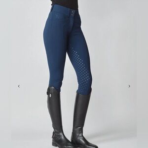 Yagya High Rise Compression Performance Breeches in navy, size medium.